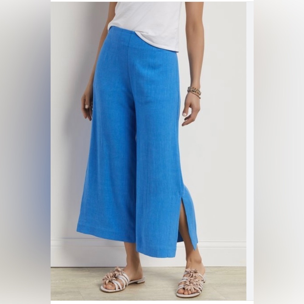 Soft Surroundings Women's Sidnei Wide Leg Crop Pants Sz Small Black Lagenlook